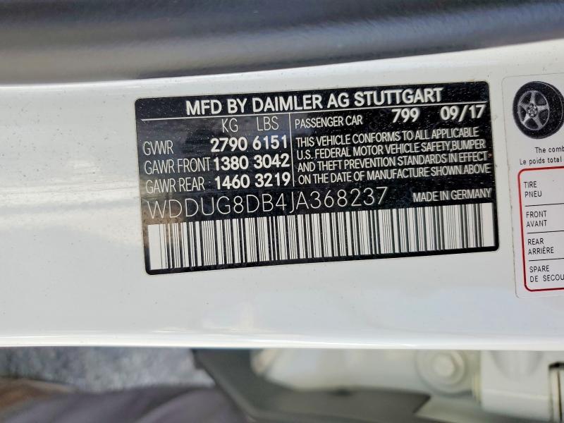 Продаж на аукціоні авто 2018 Mercedes-benz S, vin: WDDUG8DB4JA368237, номер лоту: 52089976