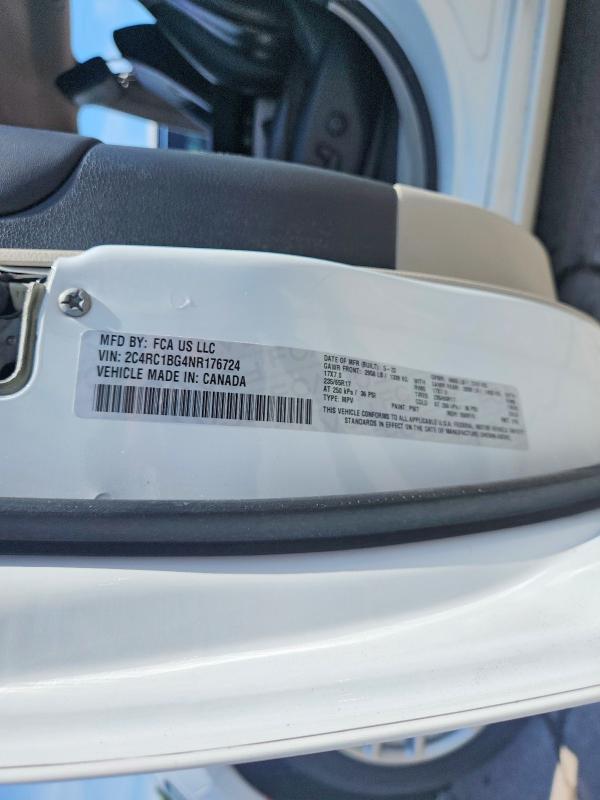 2022 Chrysler Pacifica მანქანა იყიდება აუქციონზე, vin: 2C4RC1BG4NR176724, აუქციონის ნომერი: 54805936