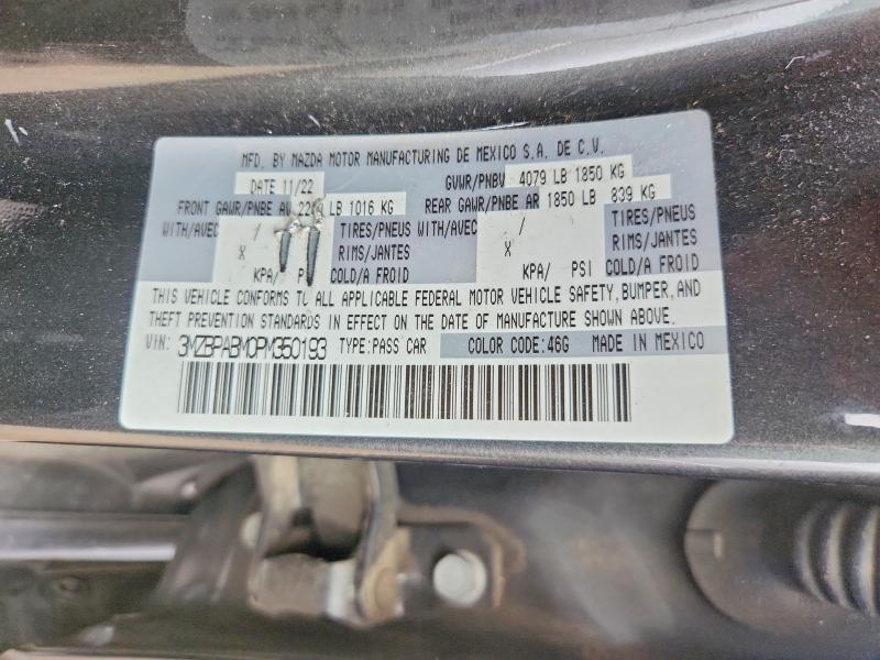 2023 Mazda 3 მანქანა იყიდება აუქციონზე, vin: 3MZBPABM0PM350193, აუქციონის ნომერი: 54765966