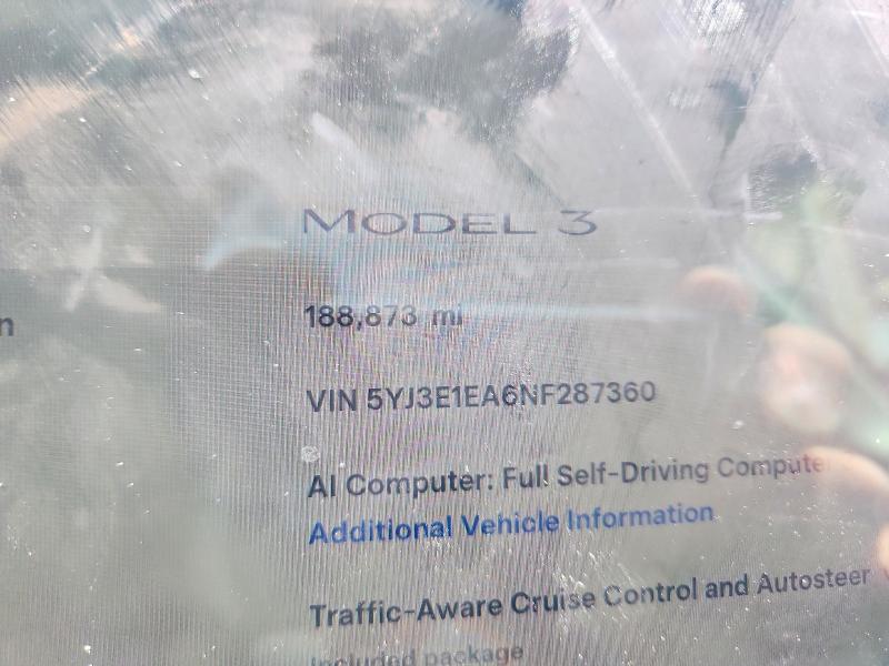 Продажа на аукционе авто 2022 Tesla Model 3, vin: 5YJ3E1EA6NF287360, номер лота: 53692996