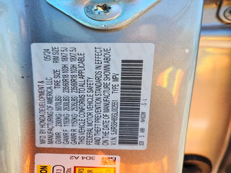 2025 Honda Cr-v მანქანა იყიდება აუქციონზე, vin: 5J6RS6H89SL002551, აუქციონის ნომერი: 53276246