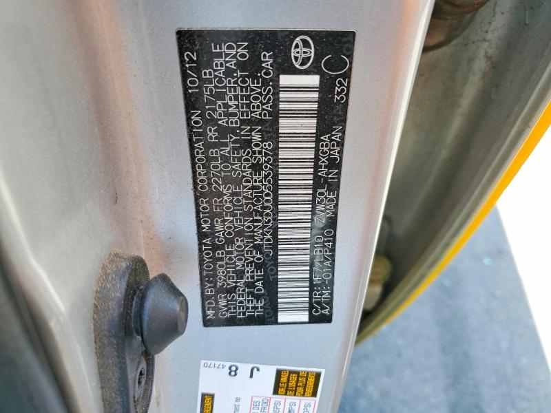 Продажа на аукционе авто 2013 Toyota Prius, vin: JTDKN3DU0D5539378, номер лота: 55520516