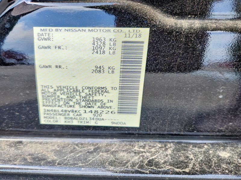 55566806 :رقم المزاد ، 1N4BL4BV8KC148226 vin ، 2019 Nissan Altima مزاد بيع