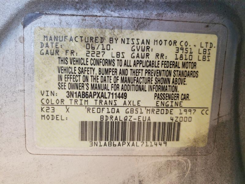 Aukcja sprzedaży 2010 Nissan Sentra, vin: 3N1AB6APXAL711449, numer aukcji: 55155526