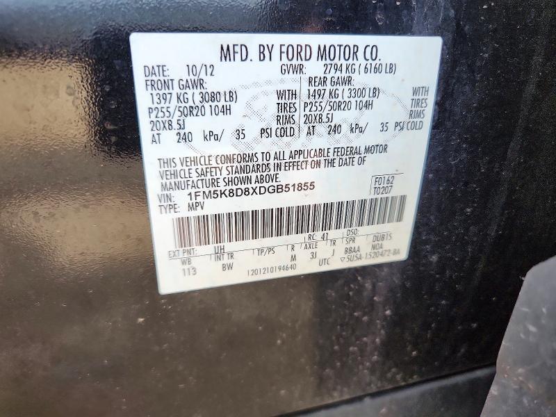 Продаж на аукціоні авто 2013 Ford Explorer, vin: 1FM5K8D8XDGB51855, номер лоту: 54914966
