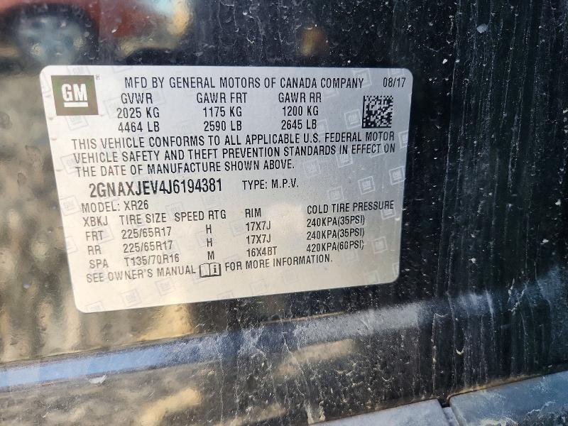 Продажа на аукционе авто 2018 Chevrolet Equinox, vin: 2GNAXJEV4J6194381, номер лота: 53240966