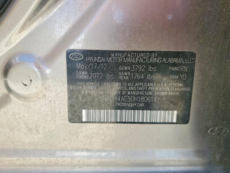 52255416 :رقم المزاد ، 5NPDH4AE5DH180614 vin ، 2013 Hyundai Elantra مزاد بيع