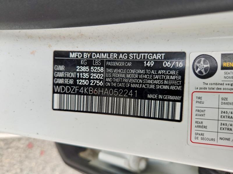55242376 :رقم المزاد ، WDDZF4KB6HA052241 vin ، 2017 Mercedes-benz E مزاد بيع