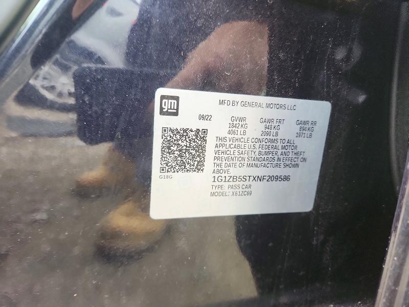 Aukcja sprzedaży 2022 Chevrolet Malibu, vin: 1G1ZB5STXNF209586, numer aukcji: 53121456