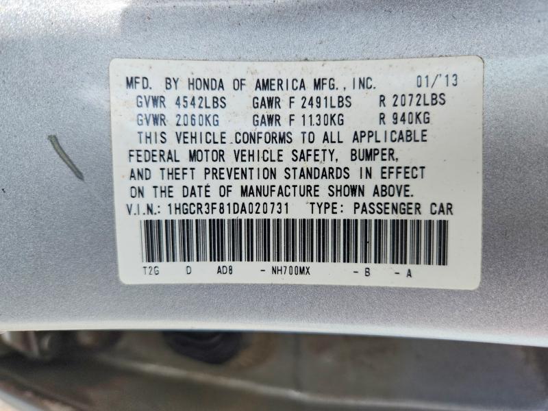 Aukcja sprzedaży 2013 Honda Accord, vin: 1HGCR3F81DA020731, numer aukcji: 54996256