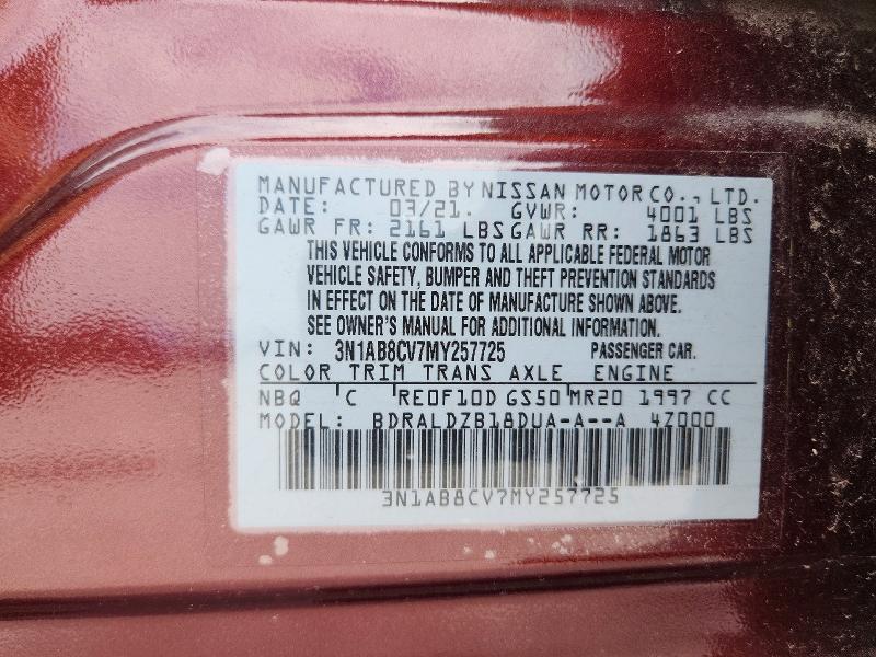Auction sale of the 2021 Nissan Sentra, vin: 3N1AB8CV7MY257725, lot number: 54842236