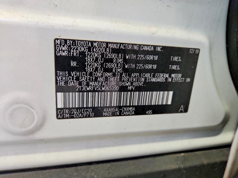 Продаж на аукціоні авто 2020 Toyota Rav4, vin: 2T3EWRFV5LW065390, номер лоту: 53424916