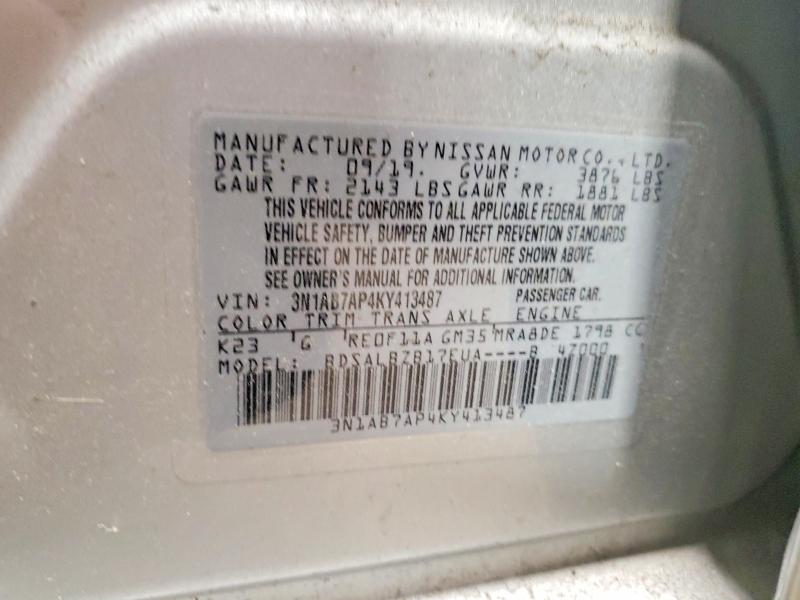 2019 Nissan Sentra მანქანა იყიდება აუქციონზე, vin: 3N1AB7AP4KY413487, აუქციონის ნომერი: 52866396