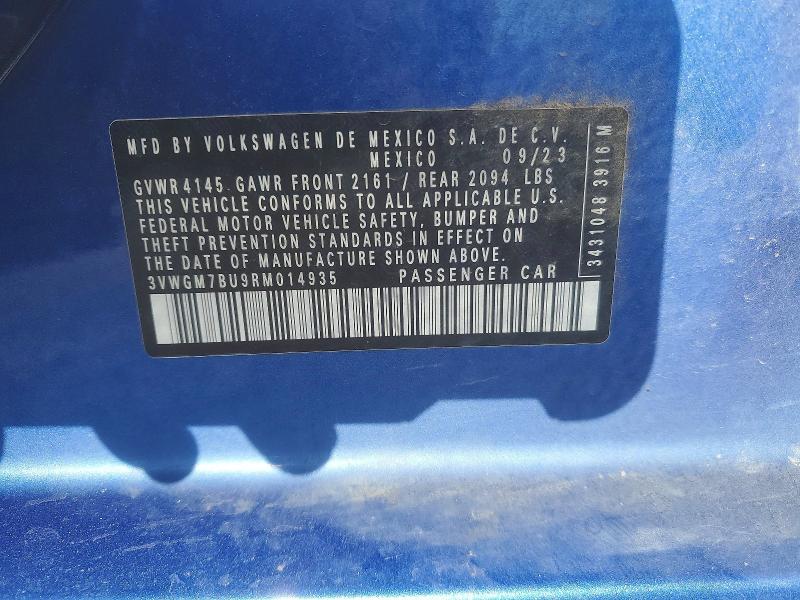 53327786 :رقم المزاد ، 3VWGM7BU9RM014935 vin ، 2024 Volkswagen Jetta مزاد بيع