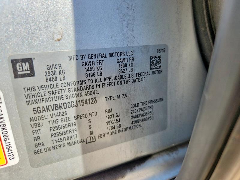 Продаж на аукціоні авто 2016 Buick Enclave, vin: 5GAKVBKD0GJ154123, номер лоту: 53599626