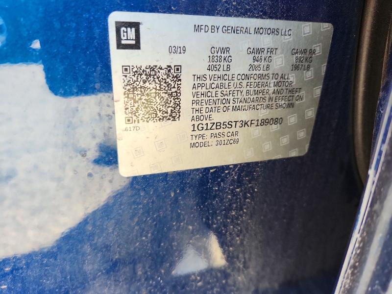 55200756 :رقم المزاد ، 1G1ZB5ST3KF189080 vin ، 2019 Chevrolet Malibu مزاد بيع