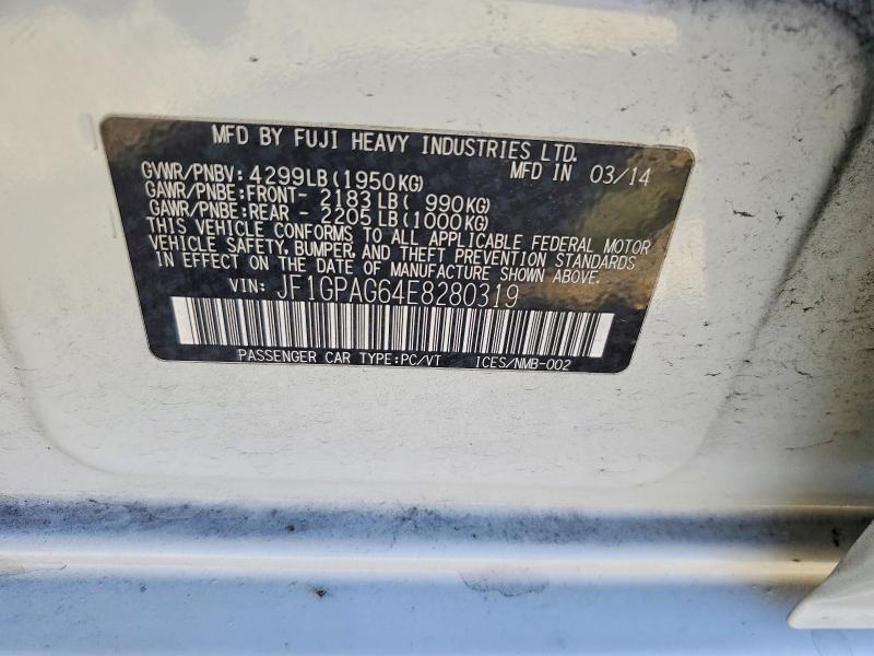 53783416 :رقم المزاد ، JF1GPAG64E8280319 vin ، 2014 Subaru Impreza مزاد بيع