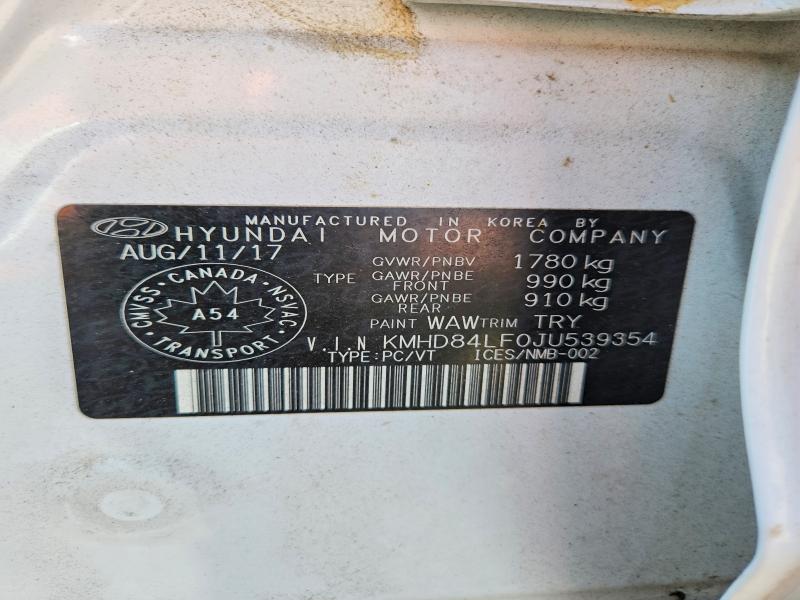 Продажа на аукционе авто 2018 Hyundai Elantra, vin: KMHD84LF0JU539354, номер лота: 53953206