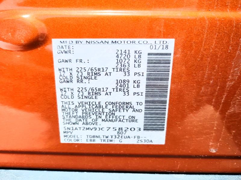 Aukcja sprzedaży 2018 Nissan Rogue, vin: 5N1AT2MV9JC758203, numer aukcji: 53096616