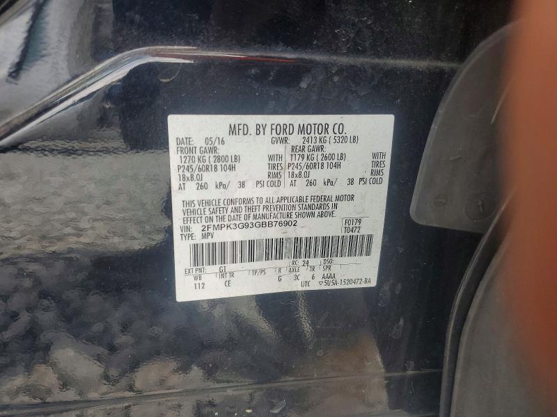Aukcja sprzedaży 2016 Ford Edge, vin: 2FMPK3G93GBB76902, numer aukcji: 51855136