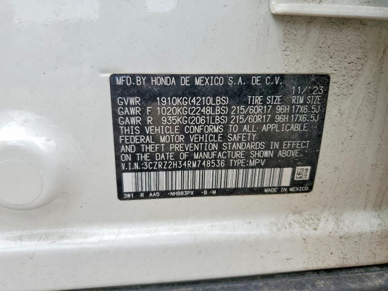 Продаж на аукціоні авто 2024 Honda Hr-v, vin: 3CZRZ2H34RM748536, номер лоту: 52316216
