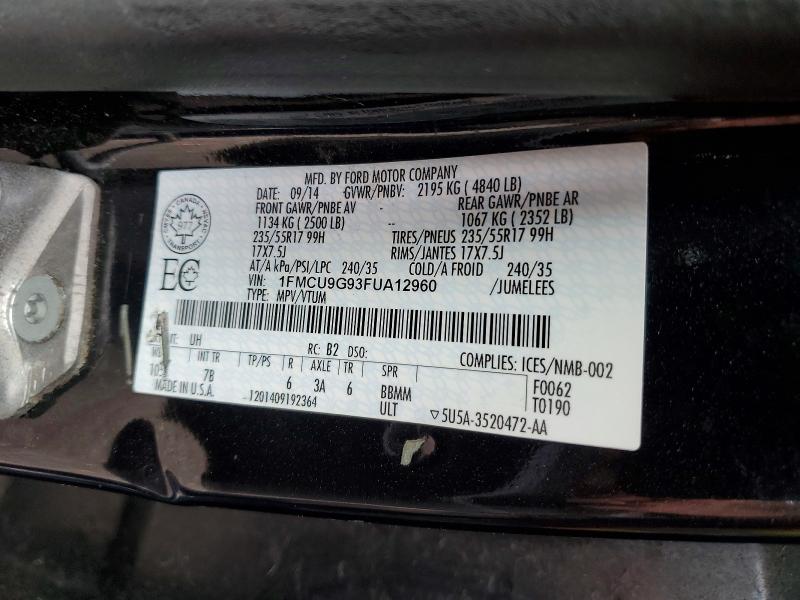 Aukcja sprzedaży 2015 Ford Escape, vin: 1FMCU9G93FUA12960, numer aukcji: 52666616