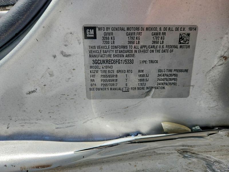 2015 Chevrolet Silverado მანქანა იყიდება აუქციონზე, vin: 3GCUKREC6FG175330, აუქციონის ნომერი: 54850716