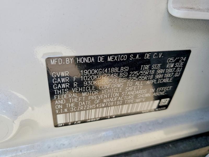 54449516 :رقم المزاد ، 3CZRZ2H54SM708190 vin ، 2025 Honda Hr-v مزاد بيع