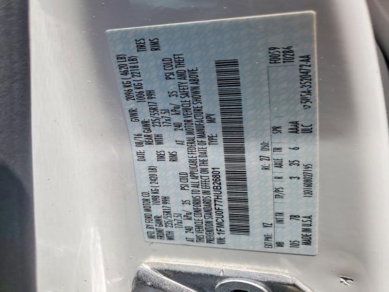 54466096 :رقم المزاد ، 1FMCU0F77HUB26801 vin ، 2017 Ford Escape مزاد بيع