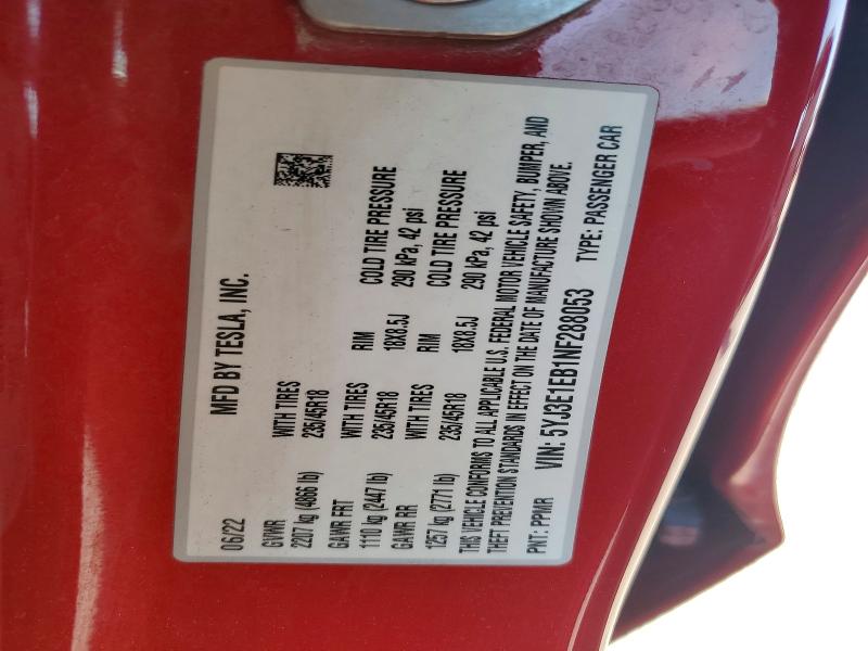 Aukcja sprzedaży 2022 Tesla Model 3, vin: 5YJ3E1EB1NF288053, numer aukcji: 55352886