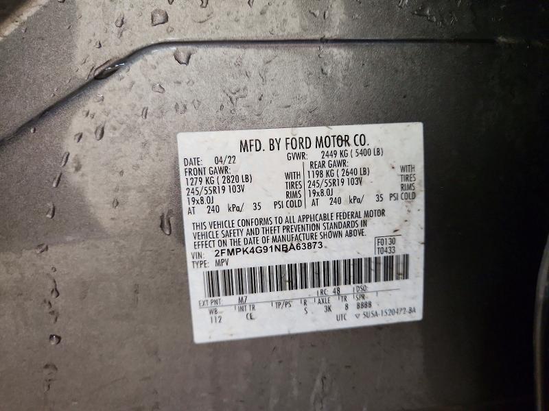Продажа на аукционе авто 2022 Ford Edge, vin: 2FMPK4G91NBA63873, номер лота: 55027606