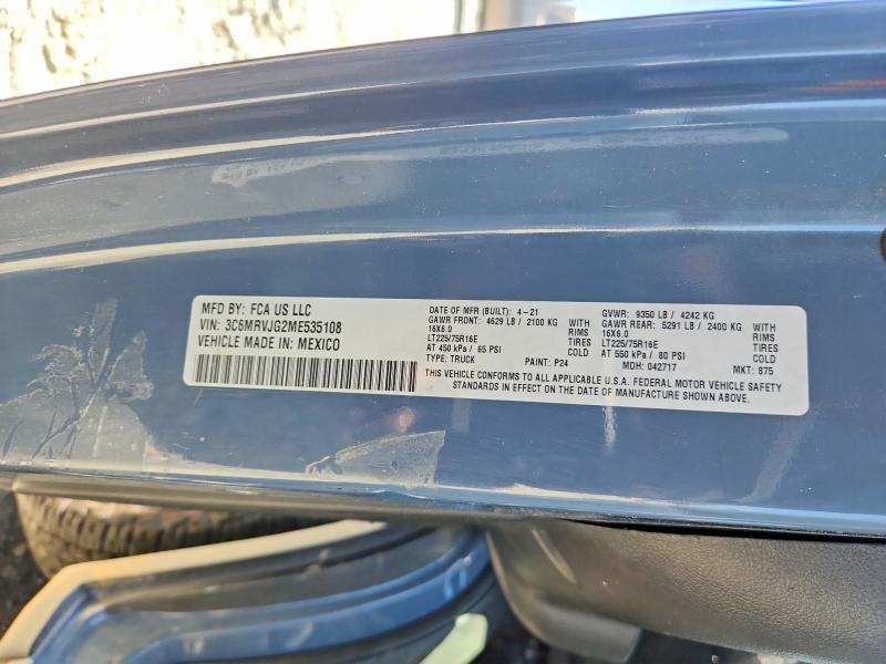 Aukcja sprzedaży 2021 Ram Promaster 3500, vin: 3C6MRVJG2ME535108, numer aukcji: 49717716