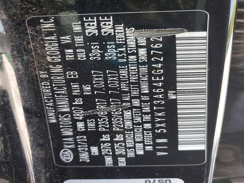 Продажа на аукционе авто 2014 Kia Sorento, vin: 5XYKT3A64EG427624, номер лота: 53423896