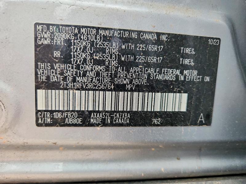53844106 :رقم المزاد ، 2T3H1RFV3RC256764 vin ، 2024 Toyota Rav4 مزاد بيع