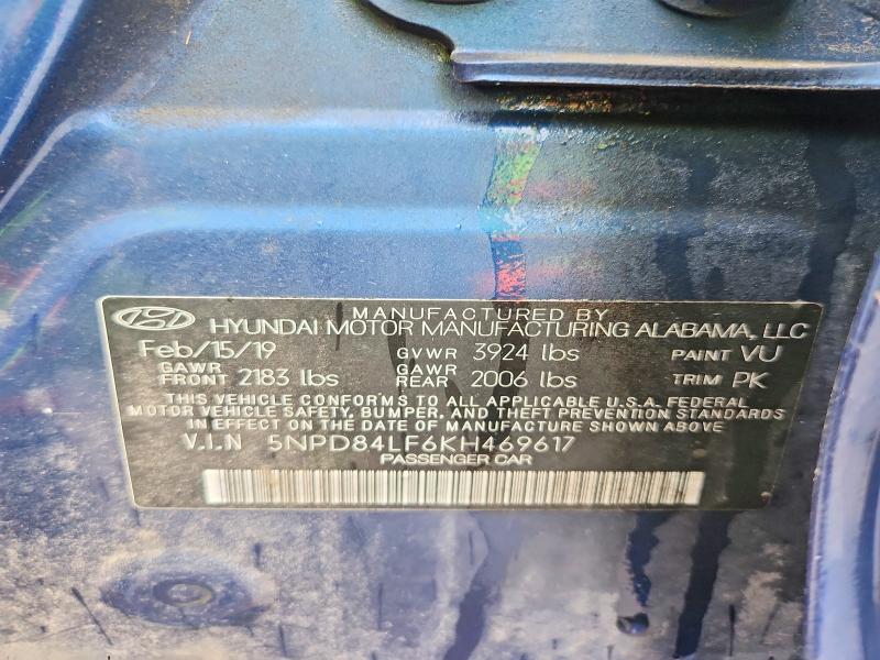 54409566 :رقم المزاد ، 5NPD84LF6KH469617 vin ، 2019 Hyundai Elantra مزاد بيع