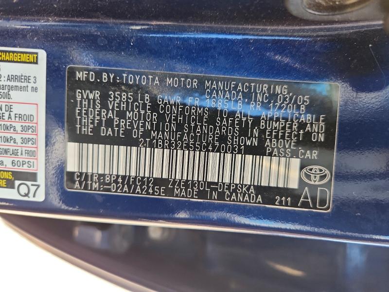 Продажа на аукционе авто 2005 Toyota Corolla, vin: 2T1BR32E55C470031, номер лота: 55334216