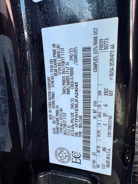 Продажа на аукционе авто 2018 Ford F150, vin: 1FTFW1E56JFA24045, номер лота: 53482606