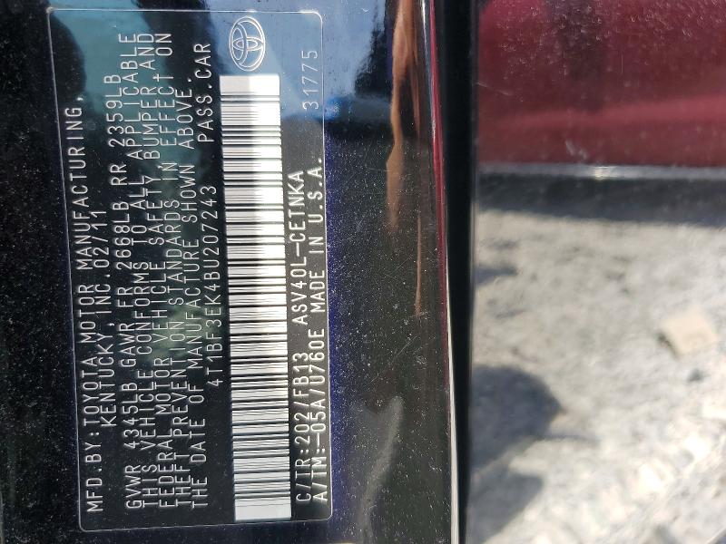 Aukcja sprzedaży 2011 Toyota Camry, vin: 4T1BF3EK4BU207243, numer aukcji: 55425156