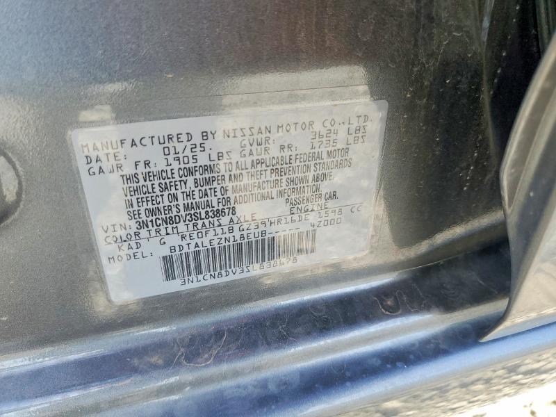 Продаж на аукціоні авто 2025 Nissan Versa, vin: 3N1CN8DV3SL838678, номер лоту: 52588106