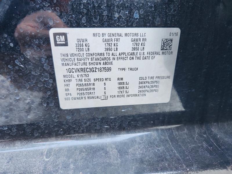 Aukcja sprzedaży 2016 Chevrolet Silverado, vin: 1GCVKREC3GZ187599, numer aukcji: 52938216