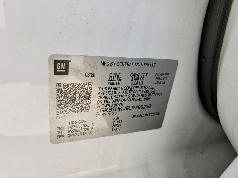 2020 Gmc Yukon Xl მანქანა იყიდება აუქციონზე, vin: 1GKS1HKJ8LR290230, აუქციონის ნომერი: 53034776