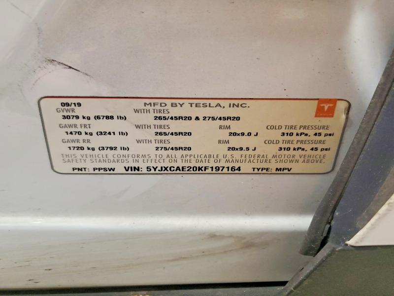 Продаж на аукціоні авто 2019 Tesla Model X, vin: 5YJXCAE20KF197164, номер лоту: 53267126