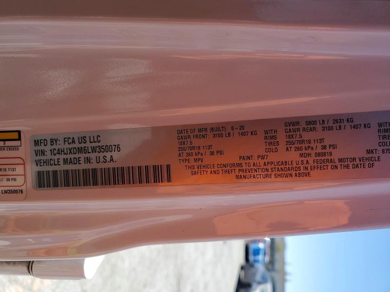 Продажа на аукционе авто 2020 Jeep Wrangler Unlimited, vin: 1C4HJXDM6LW350076, номер лота: 52574896