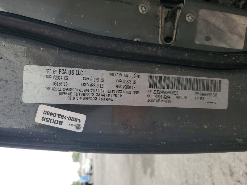 2017 Dodge Charger მანქანა იყიდება აუქციონზე, vin: 2C3CDXHG9HH549333, აუქციონის ნომერი: 54892886