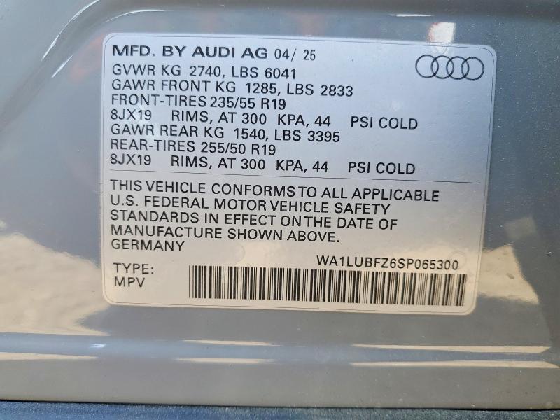 Aukcja sprzedaży 2025 Audi Q4 E-tron, vin: WA1LUBFZ6SP065300, numer aukcji: 53222586