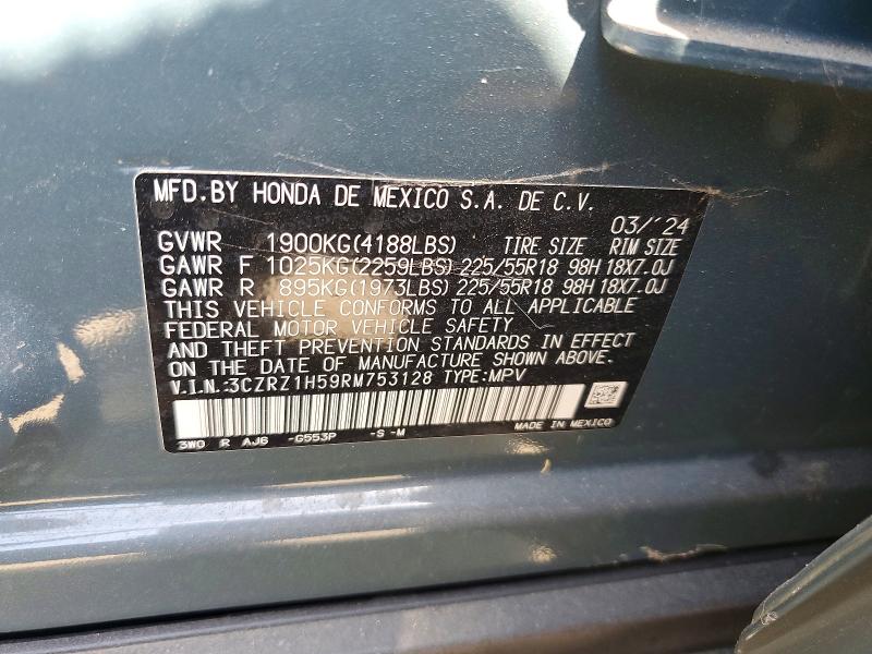 2024 Honda Hr-v მანქანა იყიდება აუქციონზე, vin: 3CZRZ1H59RM753128, აუქციონის ნომერი: 52076386