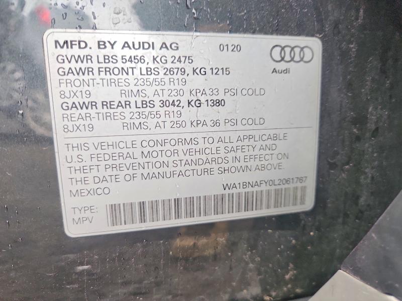 52501716 :رقم المزاد ، WA1BNAFY0L2061767 vin ، 2020 Audi Q5 مزاد بيع
