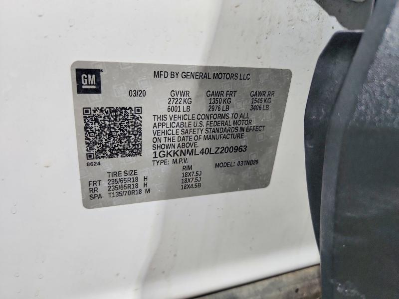 54828146 :رقم المزاد ، 1GKKNML40LZ200963 vin ، 2020 Gmc Acadia مزاد بيع