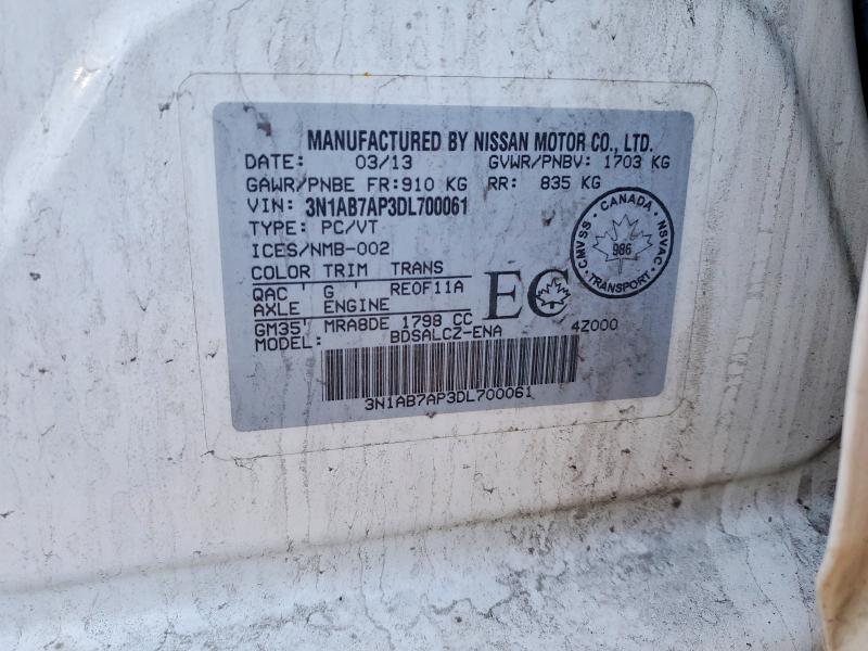 Aukcja sprzedaży 2013 Nissan Sentra, vin: 3N1AB7AP3DL700061, numer aukcji: 52927196