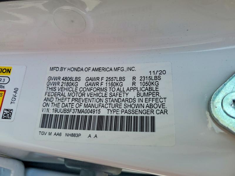 Продаж на аукціоні авто 2021 Acura Tlx, vin: 19UUB5F37MA004915, номер лоту: 54476756